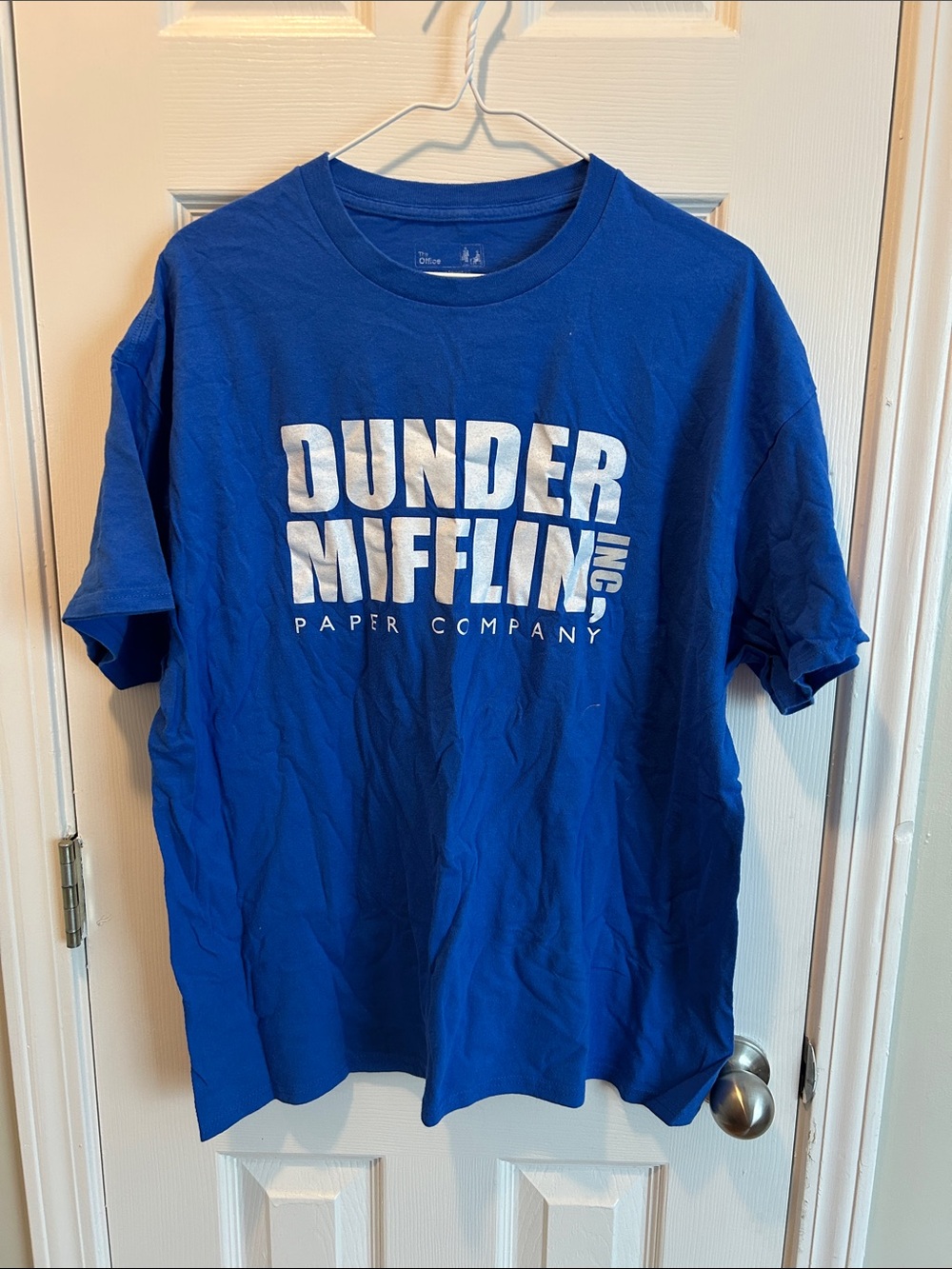 The Office Dunder Mifflin Blue Logo Tee — Short Sleeve Crew